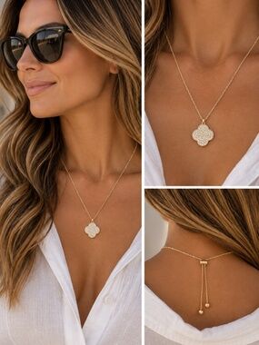 Pave stone  gold necklace